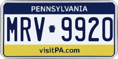 PA license plate MRV9920