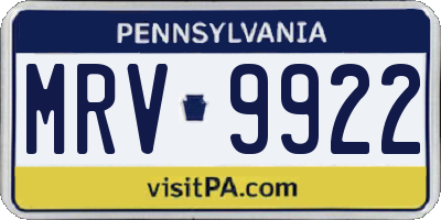 PA license plate MRV9922