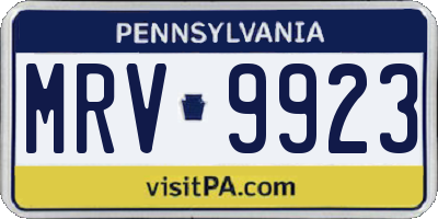 PA license plate MRV9923