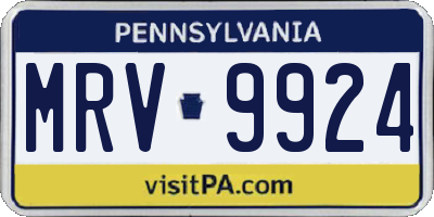 PA license plate MRV9924