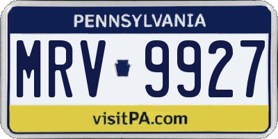 PA license plate MRV9927