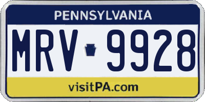 PA license plate MRV9928