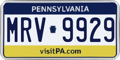 PA license plate MRV9929