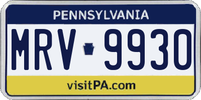 PA license plate MRV9930