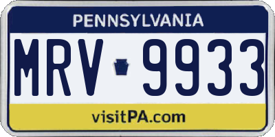 PA license plate MRV9933