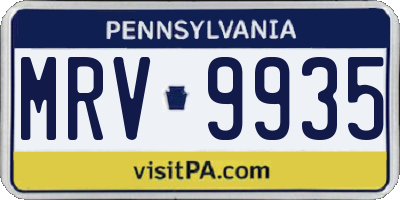 PA license plate MRV9935