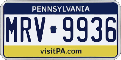 PA license plate MRV9936