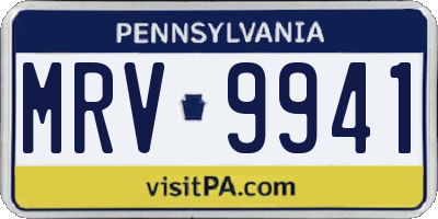 PA license plate MRV9941