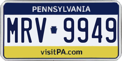 PA license plate MRV9949