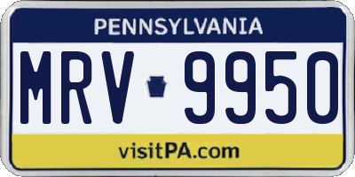 PA license plate MRV9950