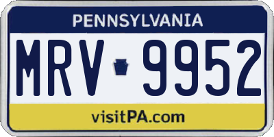 PA license plate MRV9952