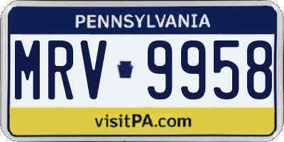 PA license plate MRV9958