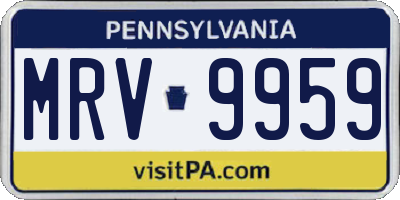 PA license plate MRV9959