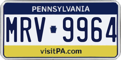 PA license plate MRV9964