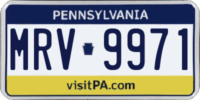 PA license plate MRV9971