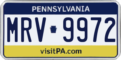 PA license plate MRV9972