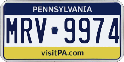 PA license plate MRV9974