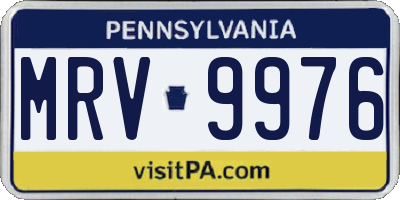 PA license plate MRV9976