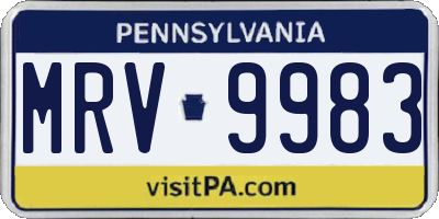 PA license plate MRV9983