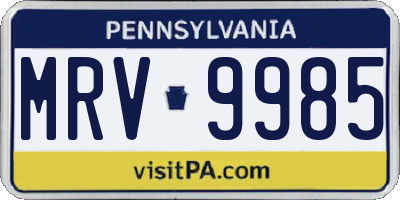 PA license plate MRV9985