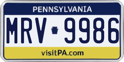 PA license plate MRV9986