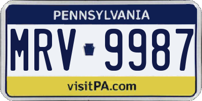 PA license plate MRV9987