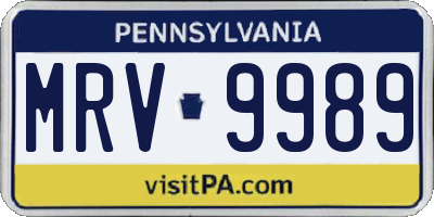 PA license plate MRV9989