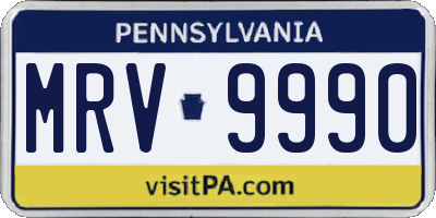 PA license plate MRV9990