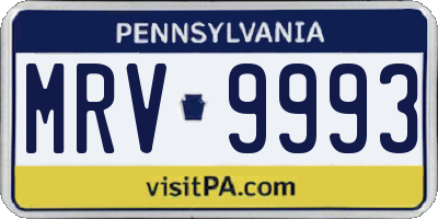 PA license plate MRV9993