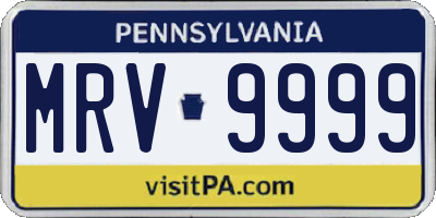 PA license plate MRV9999