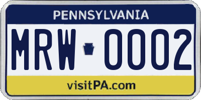 PA license plate MRW0002