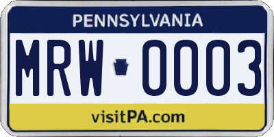 PA license plate MRW0003