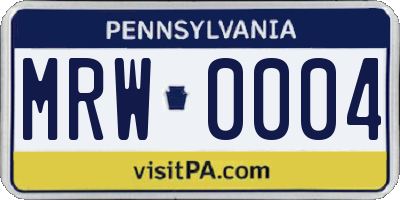 PA license plate MRW0004