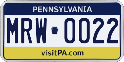 PA license plate MRW0022
