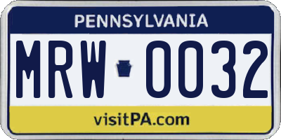 PA license plate MRW0032