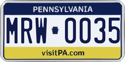 PA license plate MRW0035