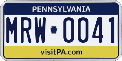 PA license plate MRW0041