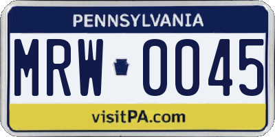 PA license plate MRW0045