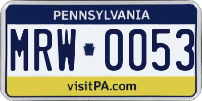 PA license plate MRW0053
