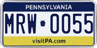 PA license plate MRW0055