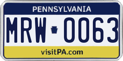 PA license plate MRW0063