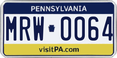 PA license plate MRW0064