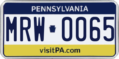 PA license plate MRW0065