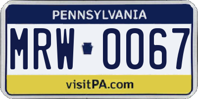 PA license plate MRW0067