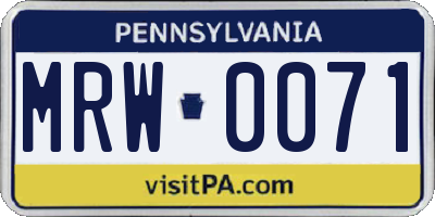 PA license plate MRW0071