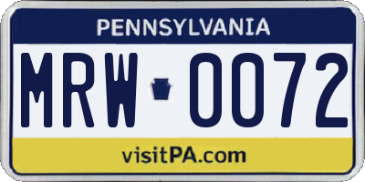 PA license plate MRW0072