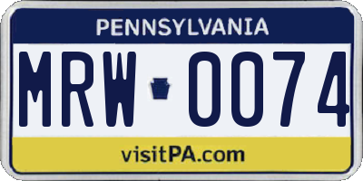 PA license plate MRW0074