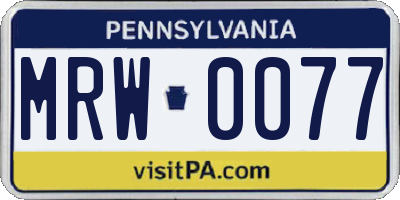 PA license plate MRW0077