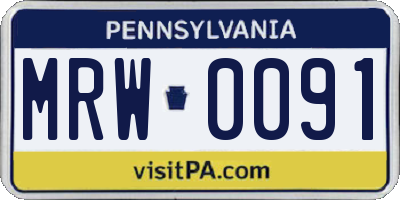 PA license plate MRW0091