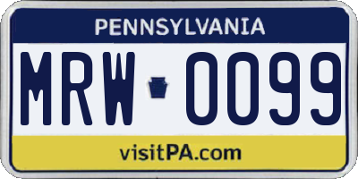 PA license plate MRW0099